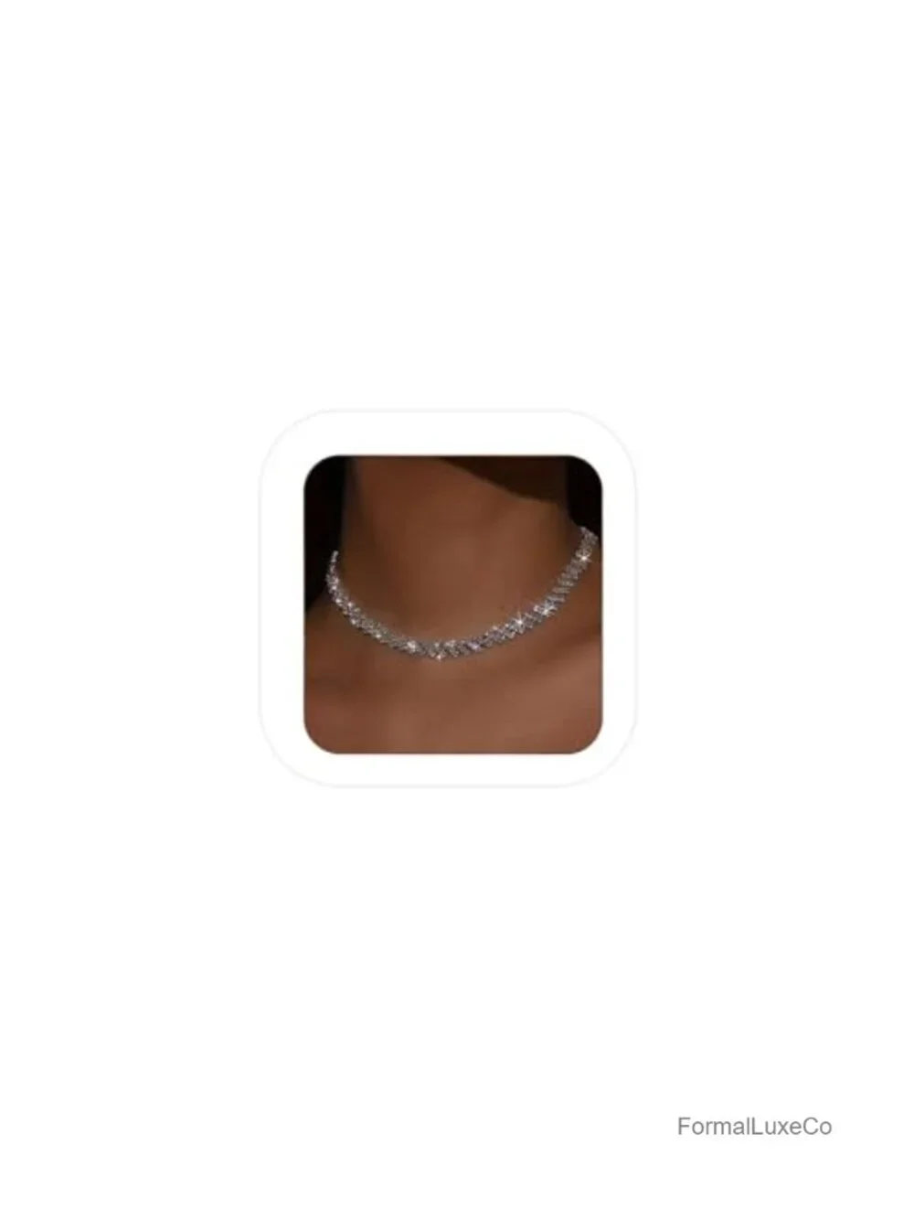 Rhinestone Choker Necklace Set Adjustable Sparkly Crystal Jewelry